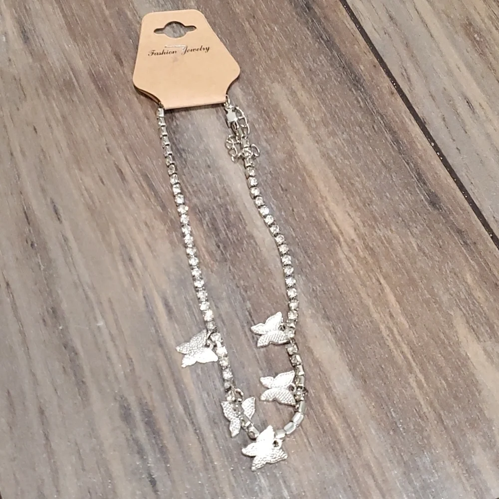 New Butterfly Pendant Necklace Rhinestone Chain Crystal